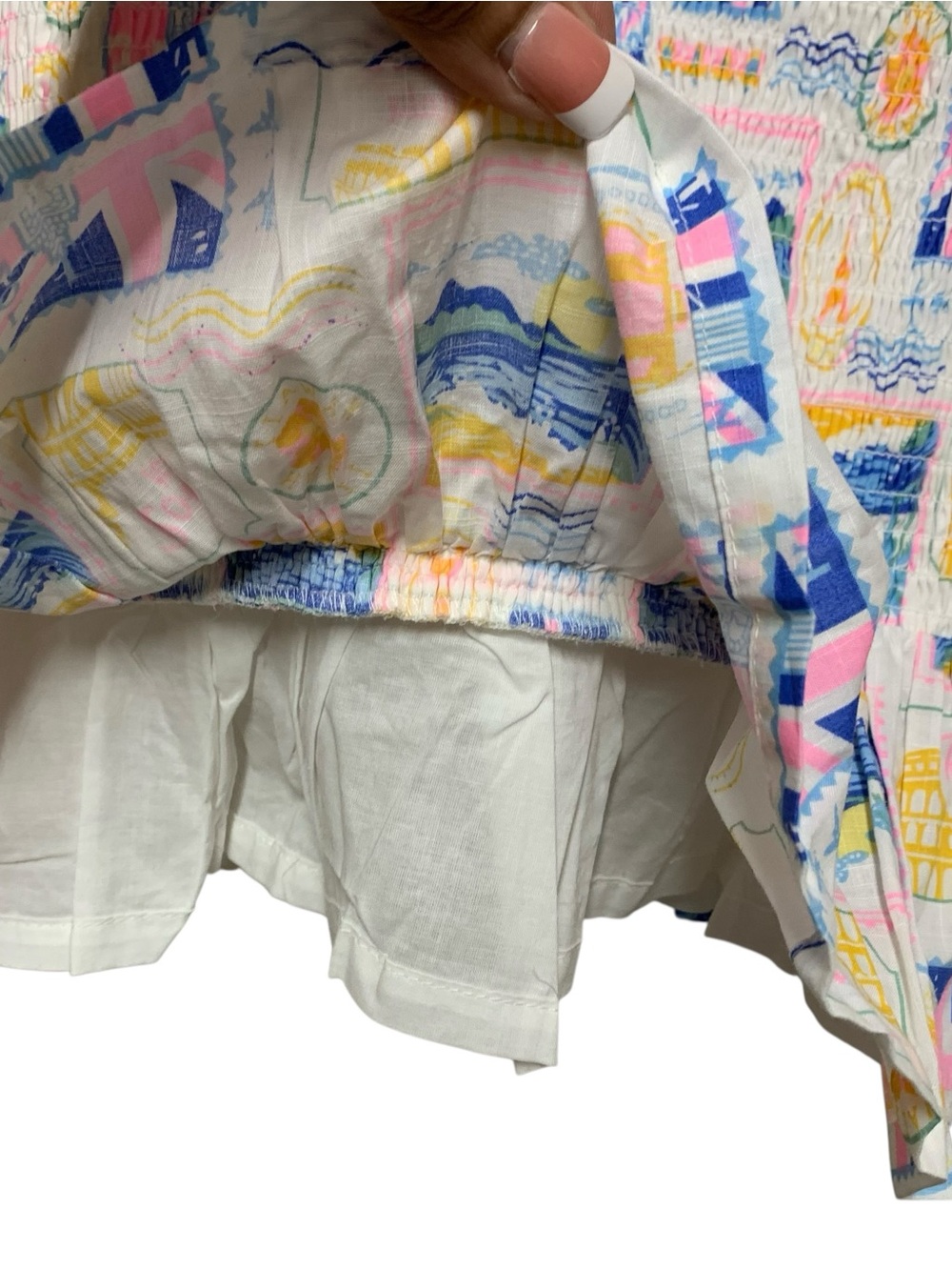 Haute Hippie Pastel Printed Tie-Strap Smocked Top and Hair Bow - Picture 7 of 9